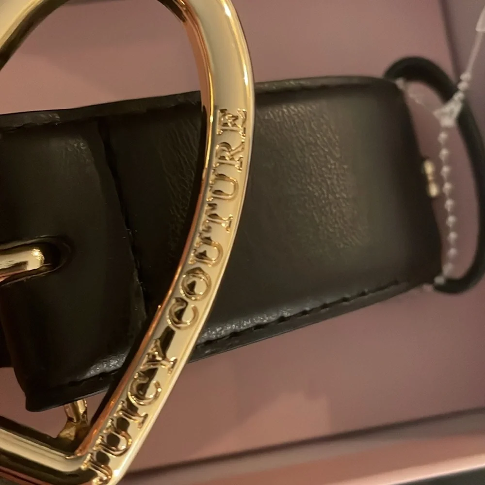 NWT Juicy Couture Black Belt with Gold Heart Buckle in size small/medium